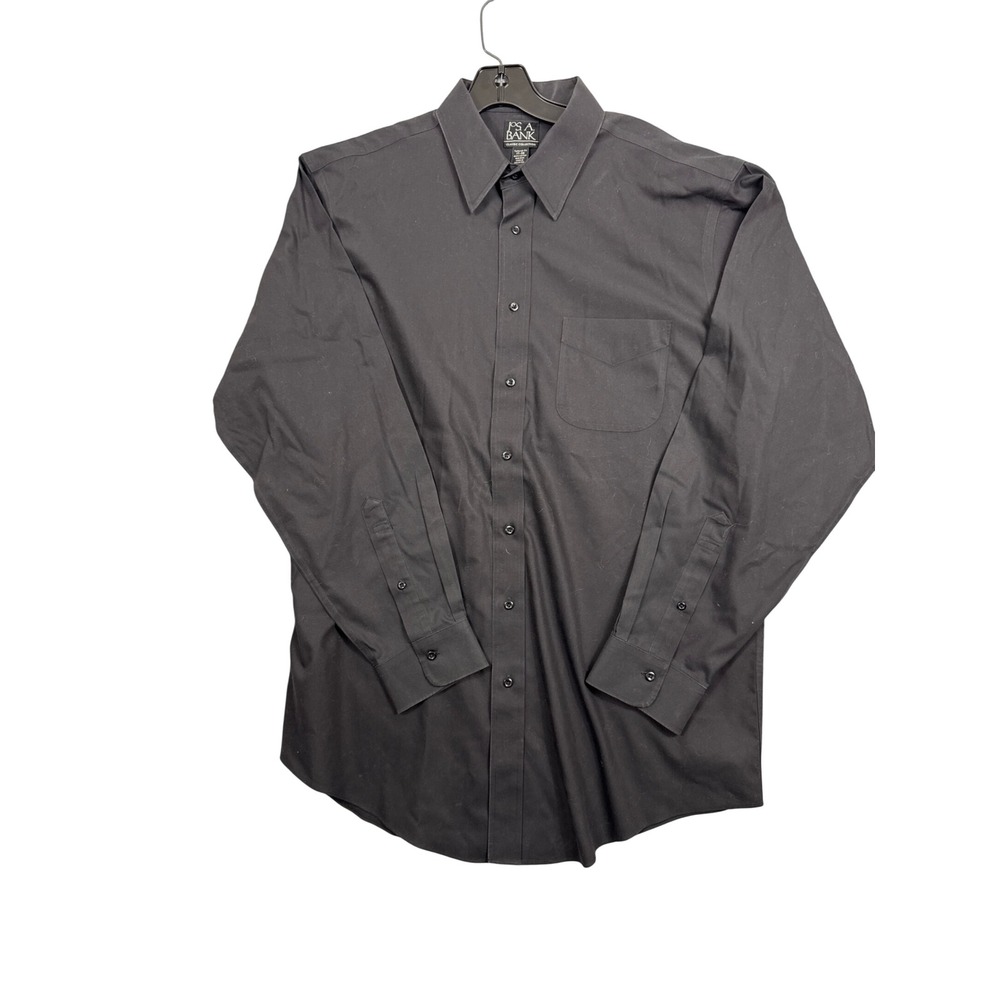 Jos. A. Bank Mens Tailored Fit Non‎ Iron Dress Shirt Black 17-35 Cotton 9426
